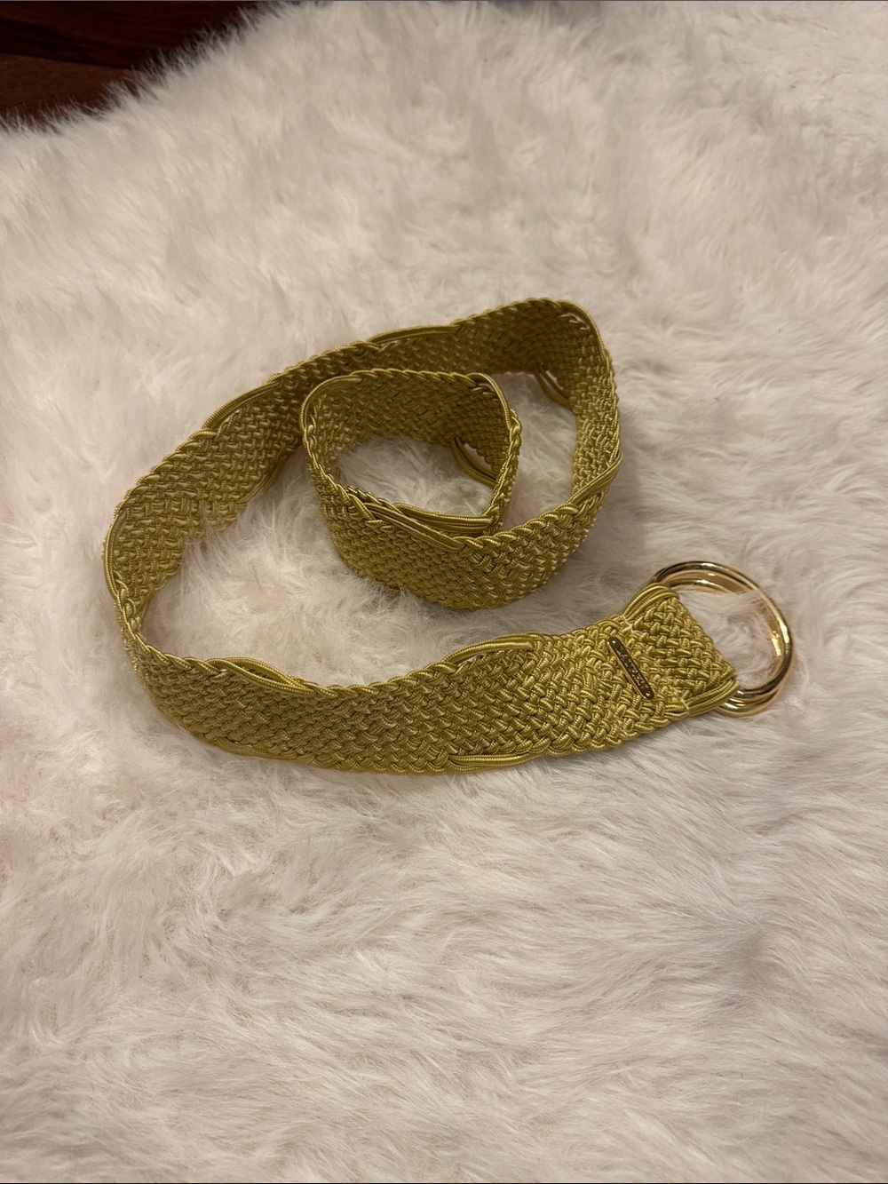 Lauren Ralph Lauren Gold Woven Belt with Gold  D-Ring Size M NWT